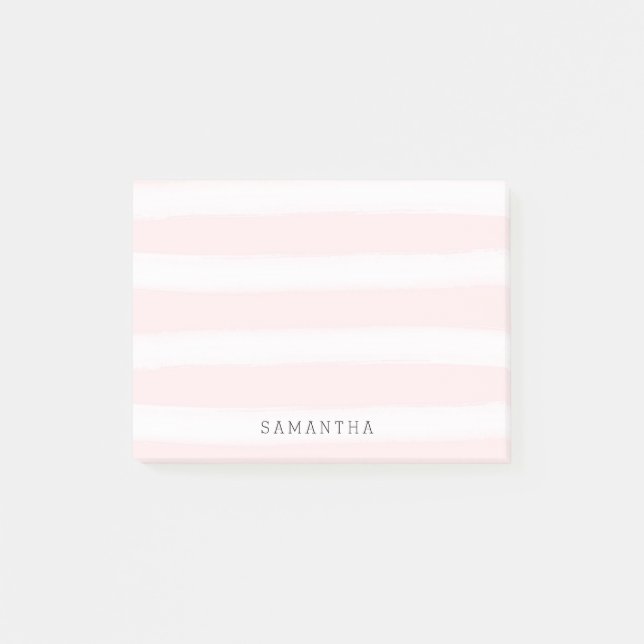 Soft Pink White Stripes Watercolor Post-it Notes (Front)