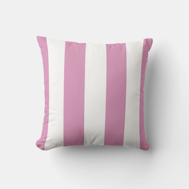 Soft Pink & White Vertical Stripes Design  Cushion (Front)