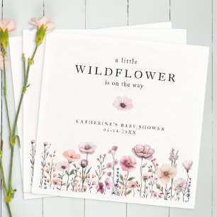 Soft Pink Wildflower Watercolor Baby Shower Napkin