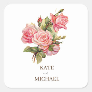 Soft pink with gree Floral Wedding Gift Tag