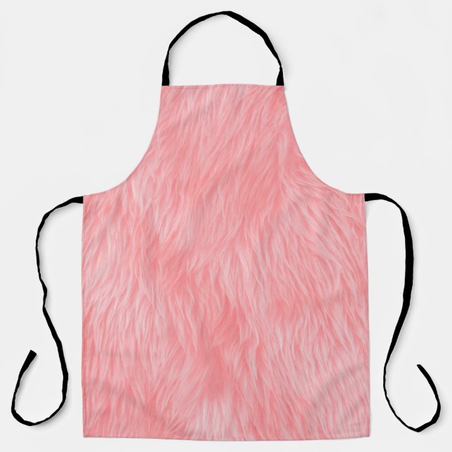 Soft Pink Wool Fur Texture Apron (Front)