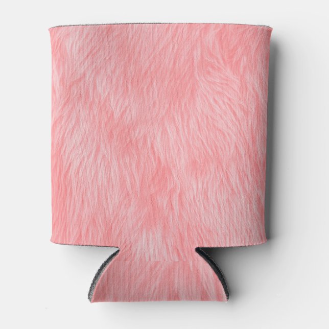 Soft Pink Wool Fur Texture Can Cooler (Front)