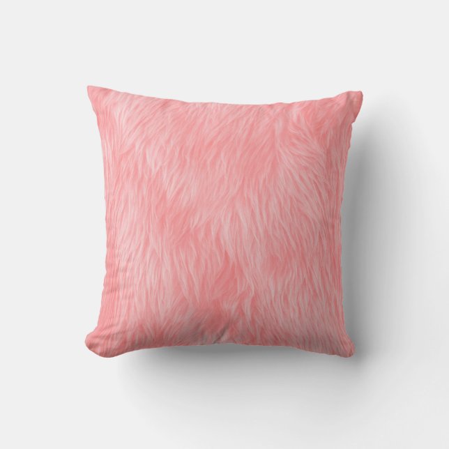 Soft Pink Wool Fur Texture Cushion (Front)
