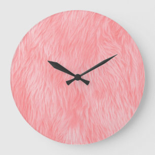 Soft Pink Wool Fur Texture Large Clock