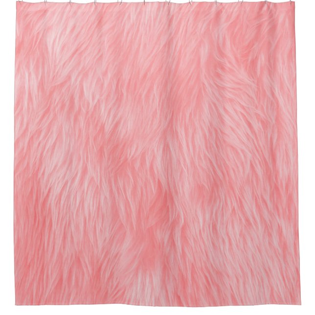 Soft Pink Wool Fur Texture Shower Curtain (Front)