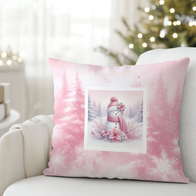 Soft Pinkmas Christmas Forest Snowman Pillow (Soft Pinkmas Christmas Forest Snowman Pillow)