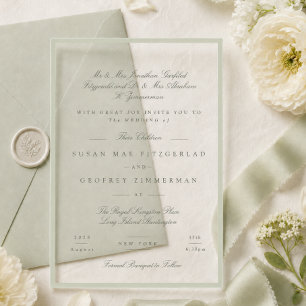 Soft Pistachio Acrylic Style Wedding Invitation