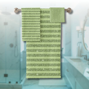 Soft Pistachio Glitter Style Minimal Pattern Bath Towel Set