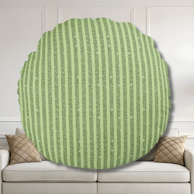 Soft Pistachio Glitter Style Minimal Pattern Round Cushion (Creator Uploaded)