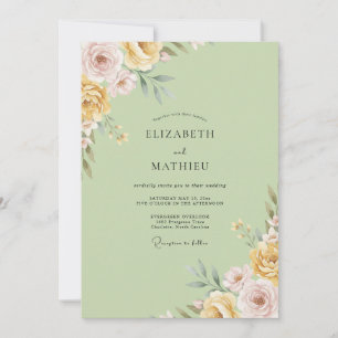 Soft Pistachio Petal Wedding Invitation