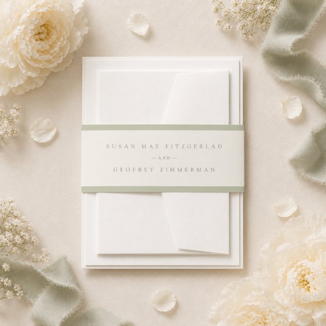 Soft Pistachio Wedding Invitation Belly Band (Creator Uploaded)
