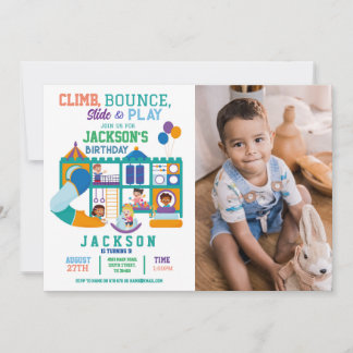 Soft Play Bounce Birthday Party Photo  Invitation