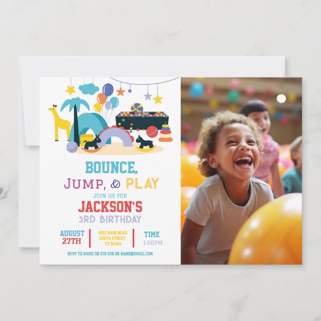 Soft Play Bounce Jump Birthday Party Invitation (Front)