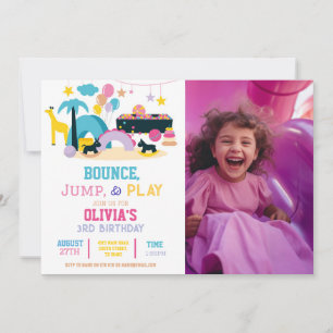 Soft Play Bounce Jump Birthday Pink Girls Party Invitation