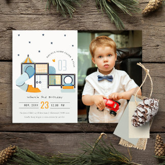 Soft Play Centre Jungle Gym Kids Photo Birthday Invitation