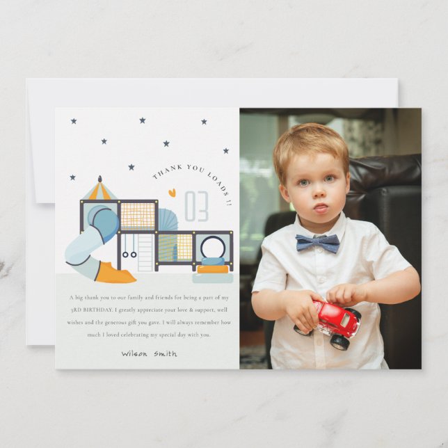 Soft Play Centre Jungle Gym Kids Photo Birthday Thank You Card (Front)