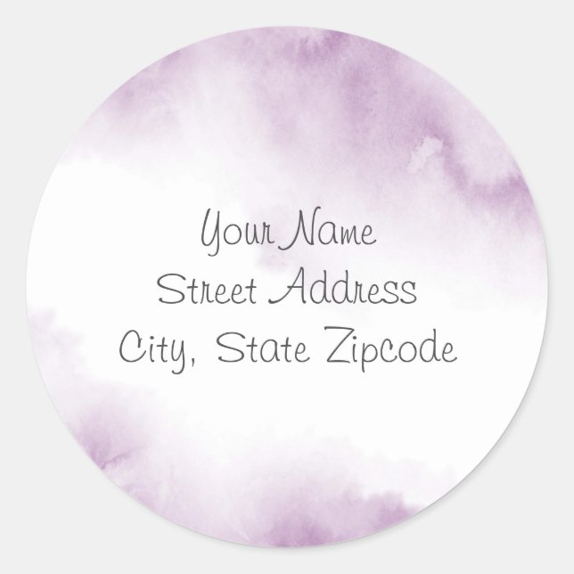 'Soft Plum Mauve Watercolor Abstract Frame' Labels (Front)