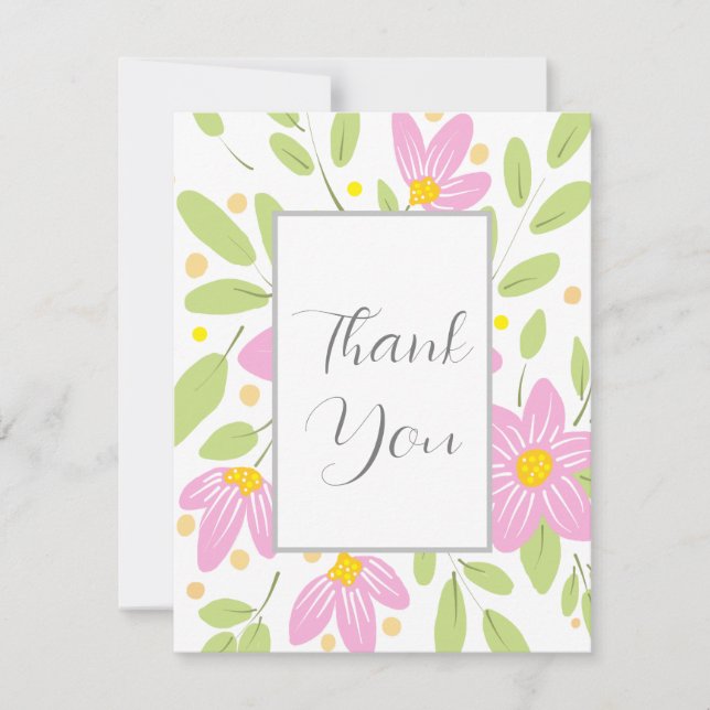 Soft Plum Pink Floral Bouquet Thank You Card (Front)