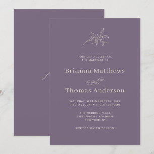 Soft Plum Simple Elegant Minimalist Wedding Invitation