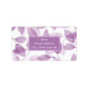 Soft Plum Watercolor Leaves Label