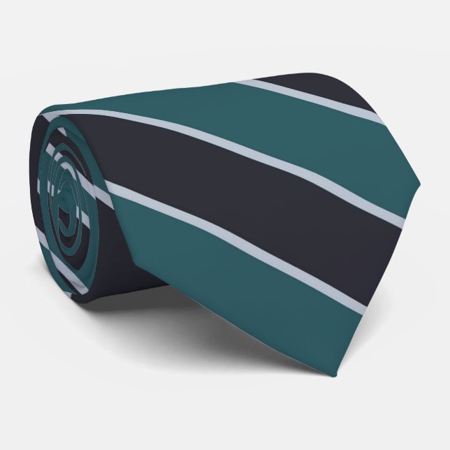 Soft Plus Dark Blue And Pine Green Diagonal Stripe Tie (Rolled)