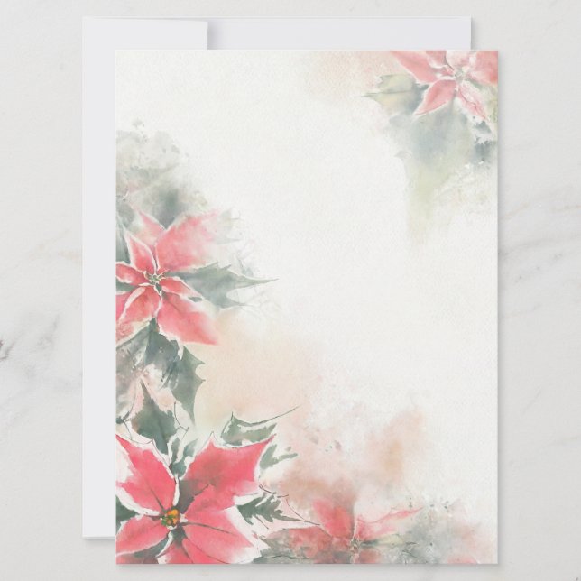Soft poinsettia background blank holiday card (Front)