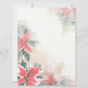 Soft poinsettia background blank holiday card