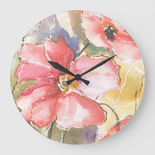 Soft Poppies I Large Clock (Front)