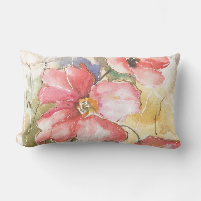 Soft Poppies I Lumbar Cushion (Front)