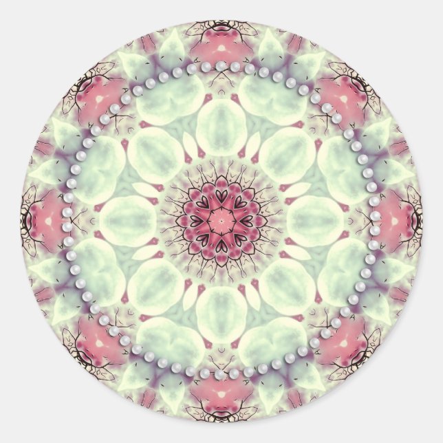 Soft Pretty Kaleidoscope Mandala Classic Round Sticker (Front)