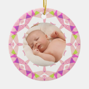 Soft Pretty Pastels Custom Christmas Photo Picture Ceramic Tree Decoration
