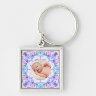 Soft Pretty Pastels Custom Christmas Photo Picture Key Ring