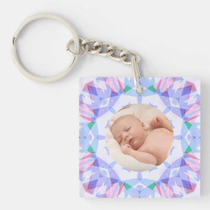 Soft Pretty Pastels Custom Christmas Photo Picture Key Ring