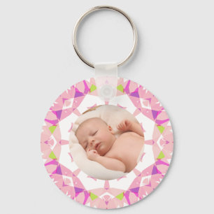 Soft Pretty Pastels Custom Christmas Photo Picture Key Ring
