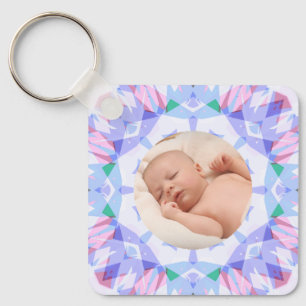 Soft Pretty Pastels Custom Christmas Photo Picture Key Ring