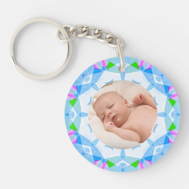 Soft Pretty Pastels Custom Christmas Photo Picture Key Ring (Front)