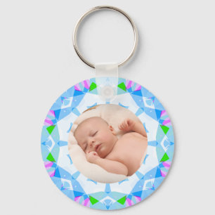 Soft Pretty Pastels Custom Christmas Photo Picture Key Ring