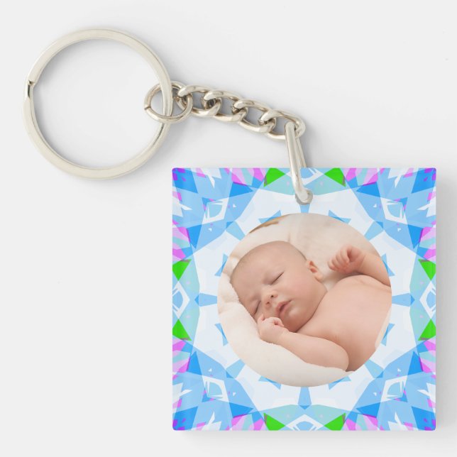 Soft Pretty Pastels Custom Christmas Photo Picture Key Ring (Front)