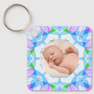 Soft Pretty Pastels Custom Christmas Photo Picture Key Ring