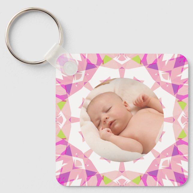 Soft Pretty Pastels Custom Christmas Photo Picture Key Ring (Front)