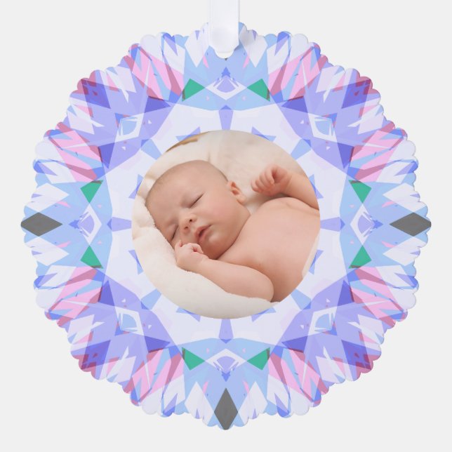 Soft Pretty Pastels Custom Christmas Photo Picture Tree Decoration Card (Front)