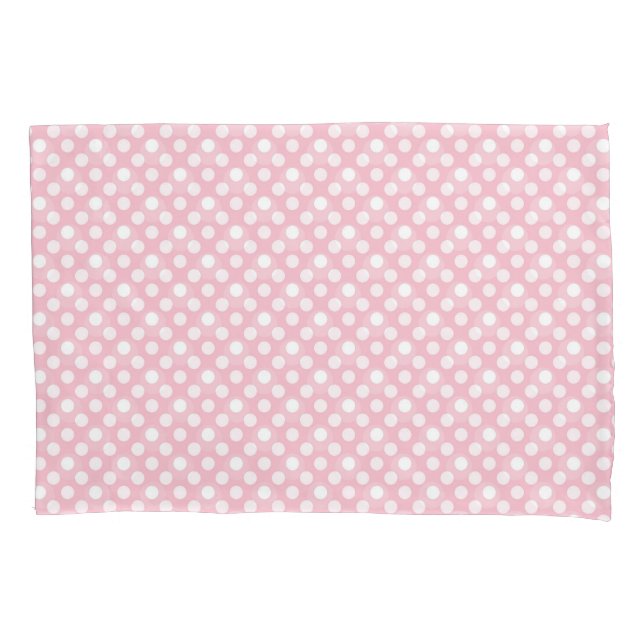 Soft pretty pink polka dots spot pillowcase (Front)