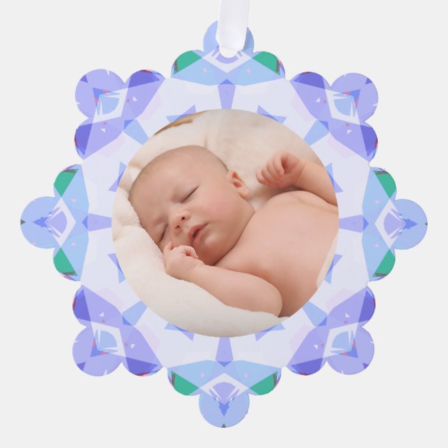 Soft Pretty Purple Pastels Custom Christmas Photo Tree Decoration Card (Front)