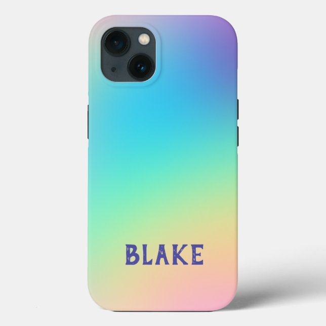 Soft Prismatic Pastel Custom Name iPhone Case (Back)