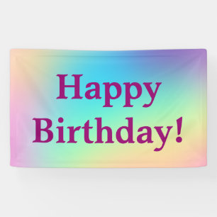 Soft Prismatic Pastel Gradient "Happy Birthday" Ba Banner