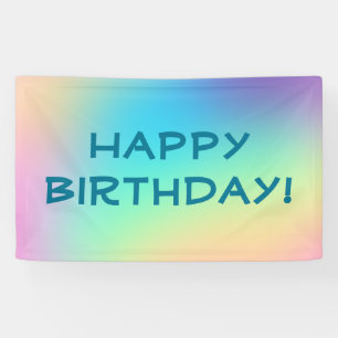 Soft Prismatic Pastel Gradient "Happy Birthday" Banner