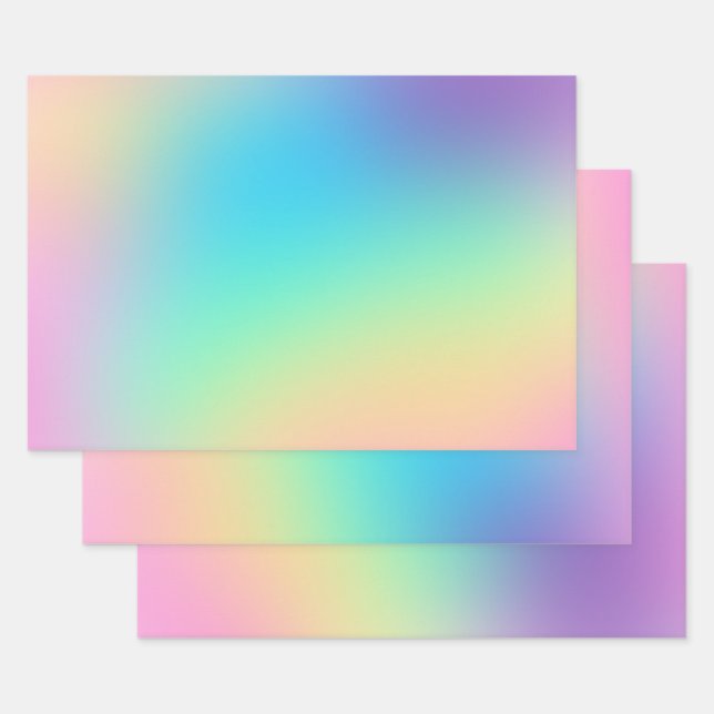 Soft Prismatic Pastel Gradient Wrapping Paper Sheet (Set)