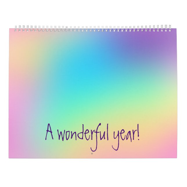 Soft Prismatic Rainbow Gradient Inspirational Cale Calendar (Back)