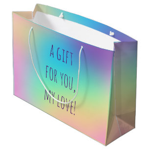 Soft Prismatic Rainbow Gradient Large Gift Bag