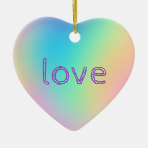 Soft Prismatic Rainbow Gradient "LOVE" Ceramic Tree Decoration
